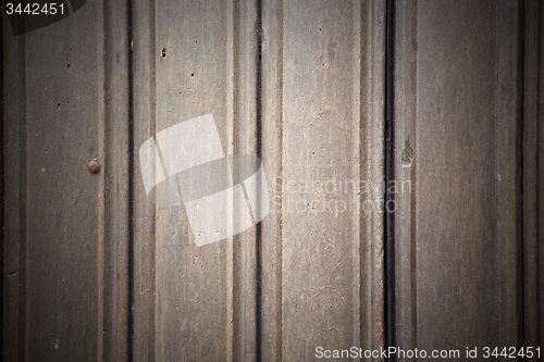 Image of in london antique brown door  rusty  brass nail and light