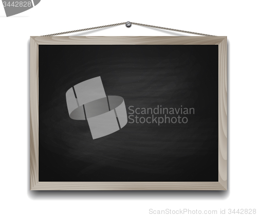 Image of Black chalkboard in wooden frame.