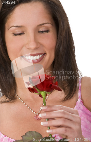 Image of Portrait of a girl with a red rose