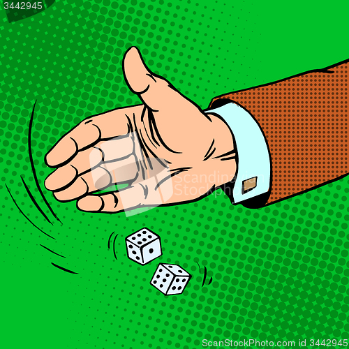 Image of Case the die is dice throwing hand business concept