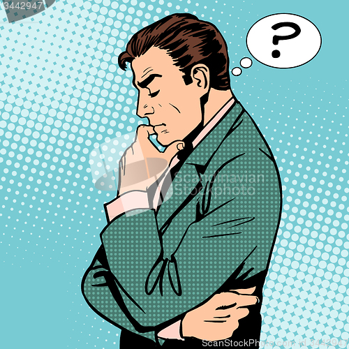 Image of Thinking businessman questions