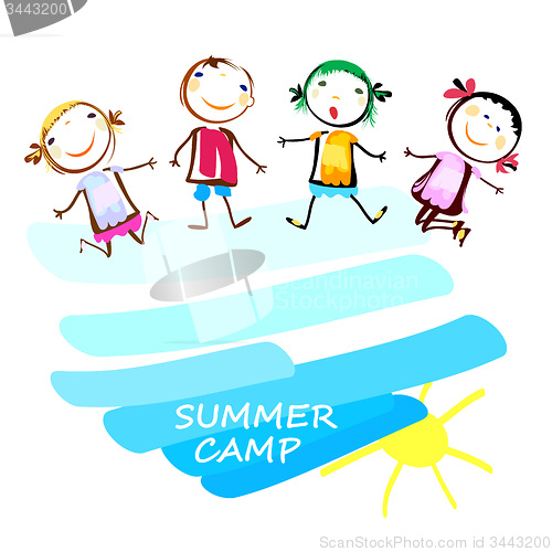 Image of summer camp poster with happy kids