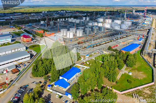 Image of Aerial view on oil refinery plant. Tyumen. Russia