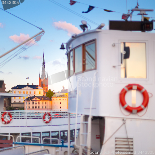 Image of Traditional ferry steamer in Gamla stan, Stockholm, Sweden.