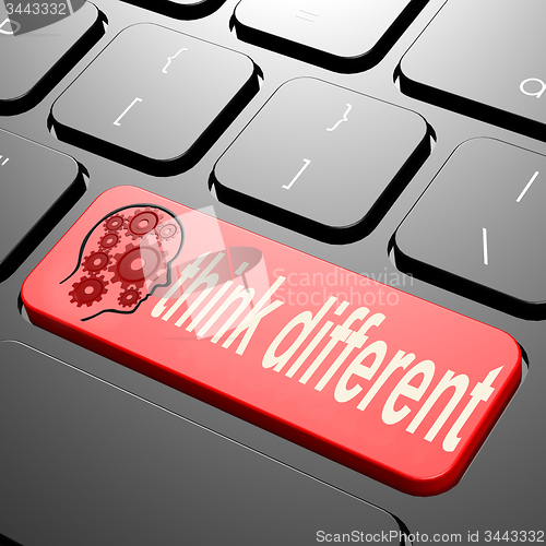 Image of Keyboard with think different text
