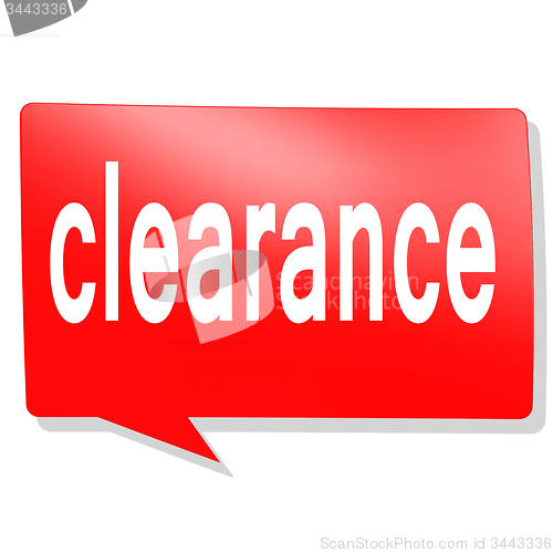 Image of Clearance word on red speech bubble