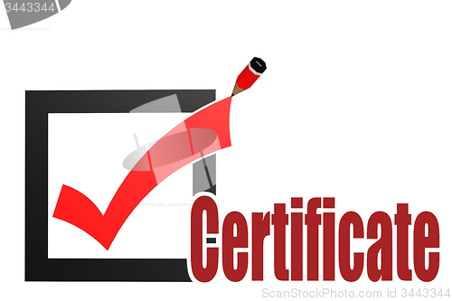 Image of Check mark with certificate word