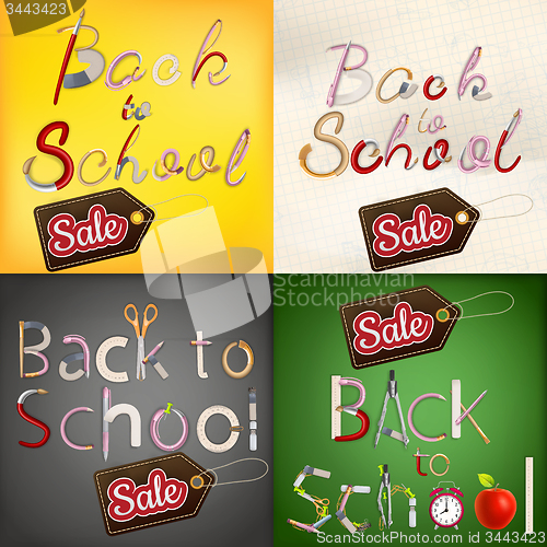 Image of Back to School Sale Set. EPS 10