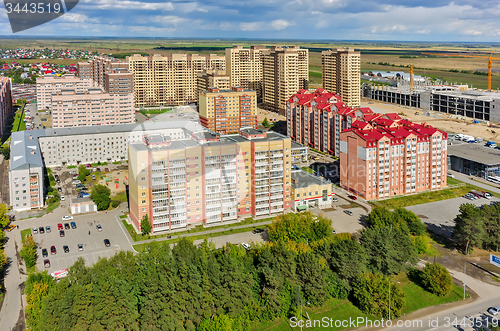 Image of Bird eye view on sleeping neighborhood. Tyumen