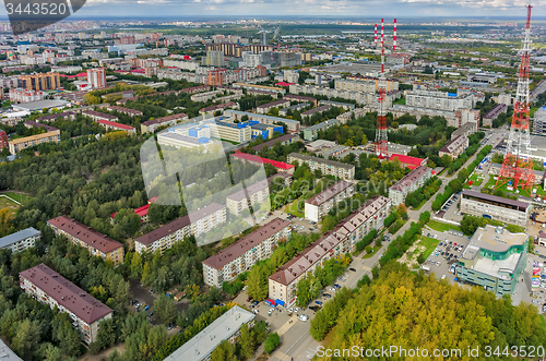 Image of TV tower in Tyumen city. Russia