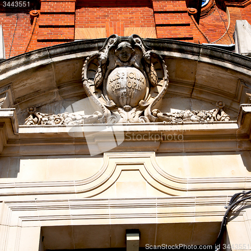 Image of window in europe london old red brick wall and      historical 