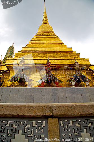 Image of    in  bangkok  rain   wat  palaces   asia sky    and  colors re