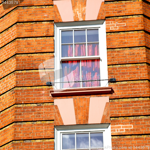 Image of in europe london old red brick wall and      historical window