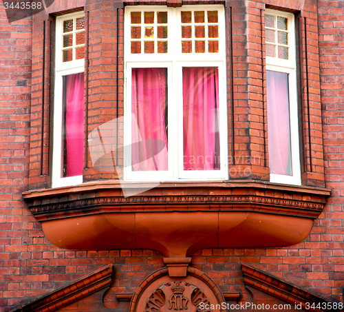 Image of in europe london old red brick wall and      historical window