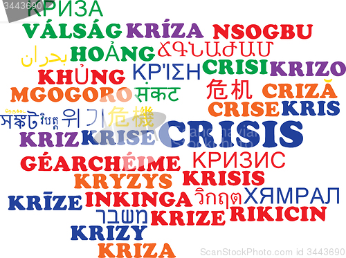 Image of Crisis multilanguage wordcloud background concept