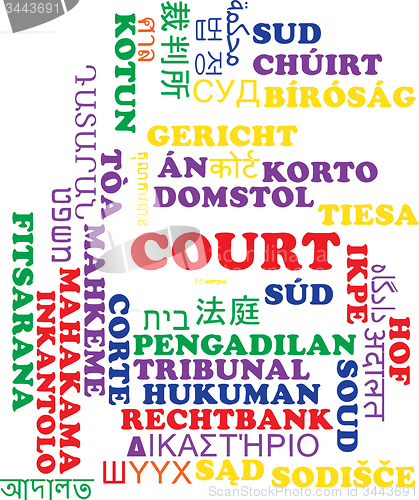 Image of Court multilanguage wordcloud background concept