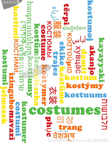 Image of Costumes multilanguage wordcloud background concept