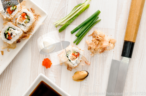 Image of sushi rolls with ingredients