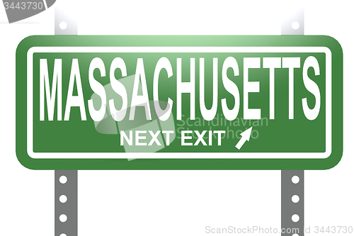 Image of Massachusetts green sign board isolated