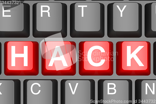 Image of Red hack button on modern computer keyboard