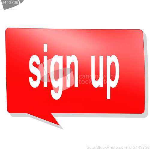 Image of Sign up word on red speech bubble