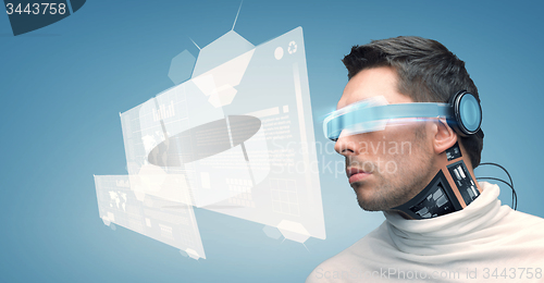 Image of man with futuristic glasses and sensors