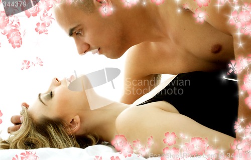 Image of in bed with flowers