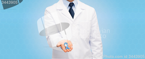 Image of doctor with prostate cancer awareness ribbon