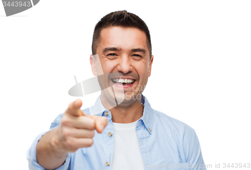 Image of smiling man pointing finger on you