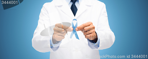 Image of doctor with prostate cancer awareness ribbon