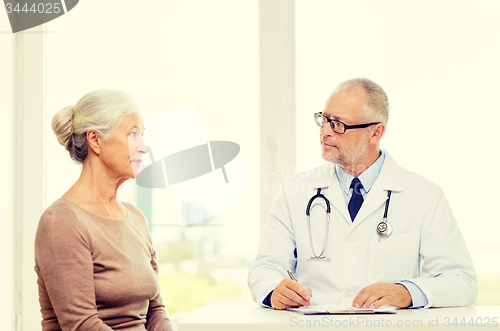 Image of senior woman and doctor meeting