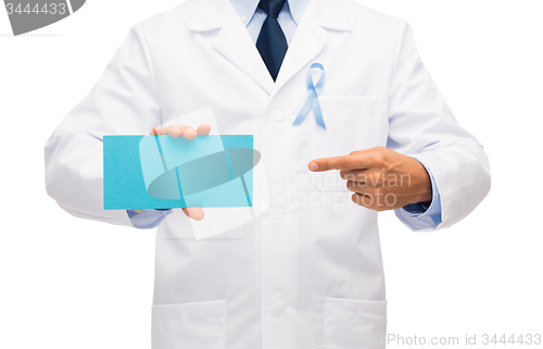 Image of doctor with prostate cancer awareness ribbon