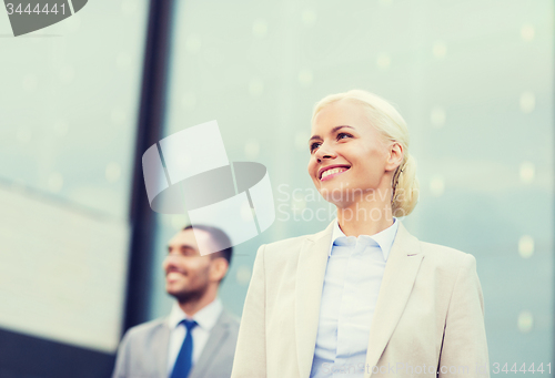 Image of close up of smiling businessmen