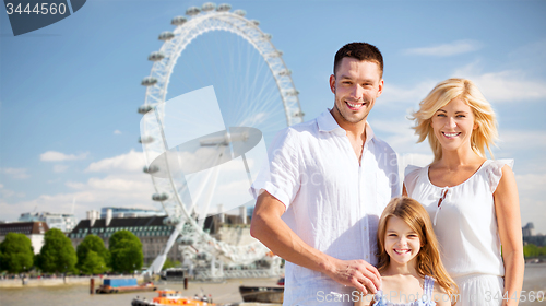 Image of happy family over london in summer