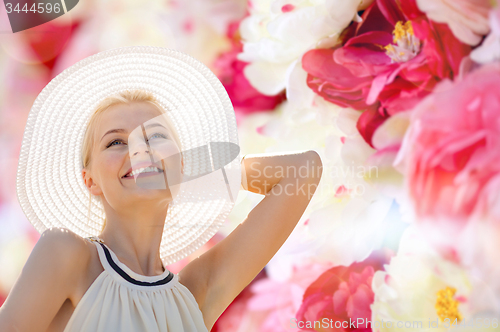 Image of beautiful woman enjoying summer outdoors