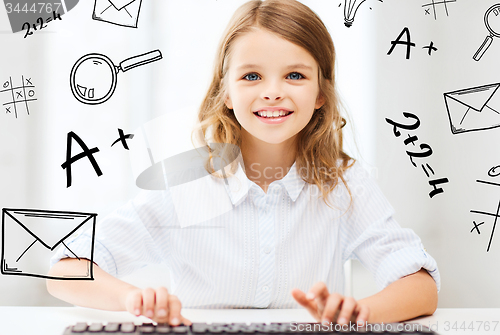 Image of student girl with keyboard