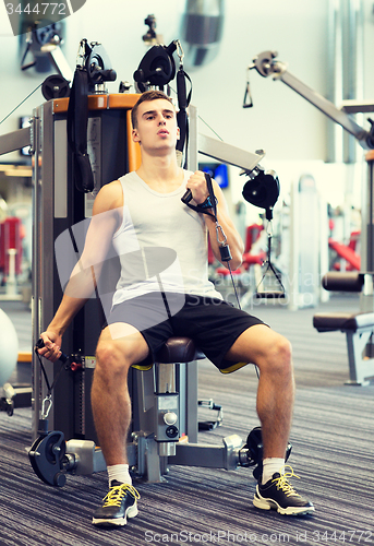 Image of man exercising on gym machine