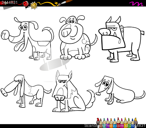 Image of dogs set cartoon coloring page