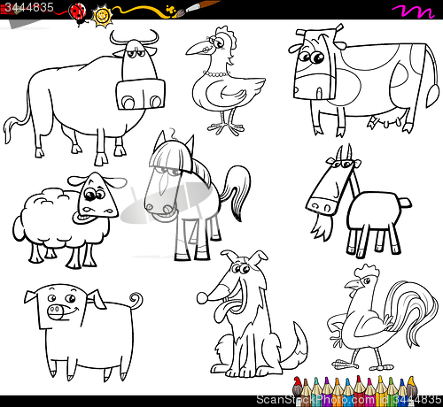 Image of farm animals coloring bookd set