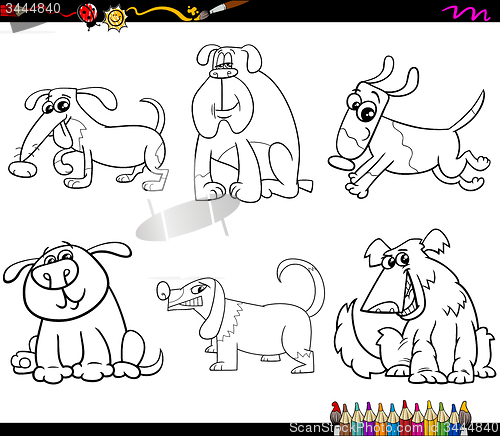 Image of dogs set cartoon coloring page