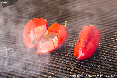 Image of Grilling red peppers