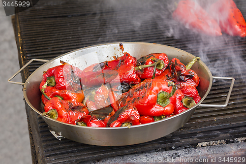 Image of Grilling red peppers