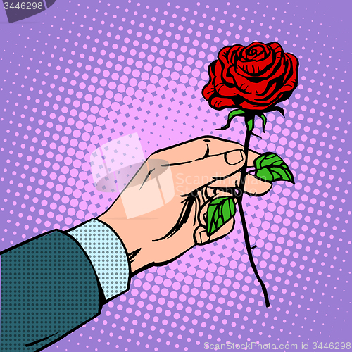 Image of man gives flower rose