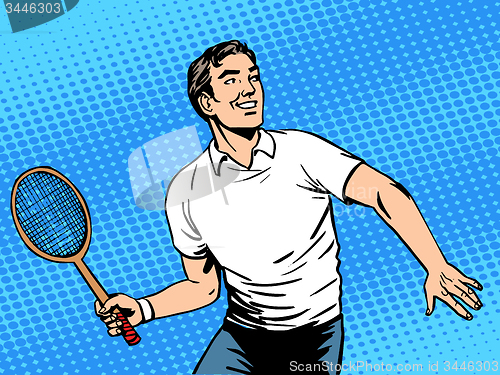 Image of Handsome man playing tennis