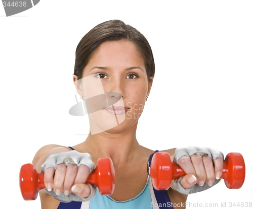 Image of Woman with barbells