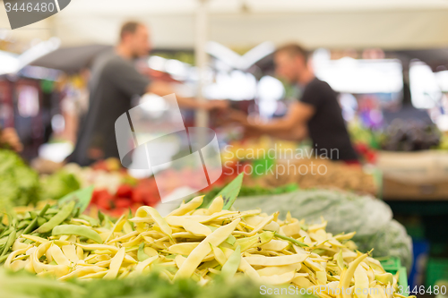 Image of Farmers\' food market stall with variety of organic vegetable.