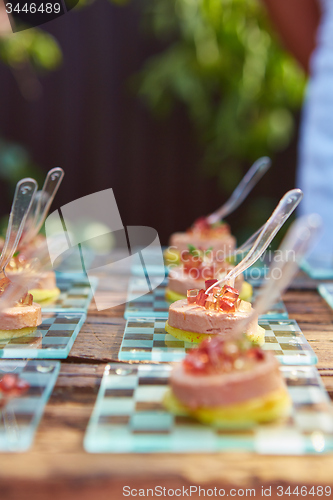 Image of Meat and fish appetizers in a restaurant