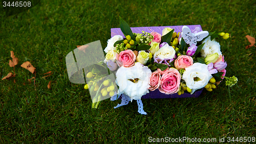 Image of Beautiful flowers in a basket