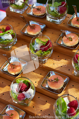 Image of Meat and fish appetizers in a restaurant