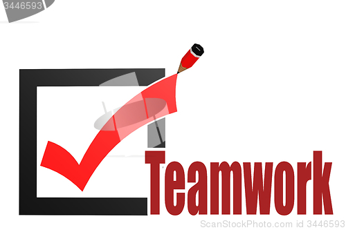 Image of Check mark with teamwork word